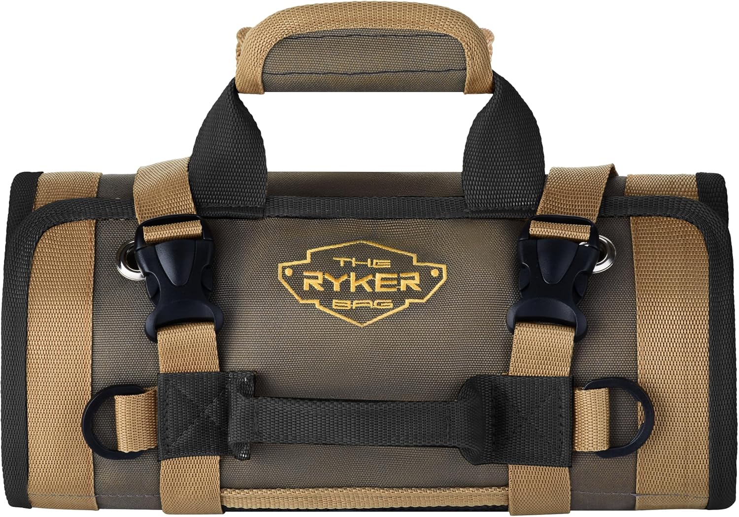 The Ryker Roll Up Tool Bag Organizer Gifts for Dad. Toolbag w/Detachable Pouches - Tools Bags Mens gifts for him/Mechanic (Khaki+Black)
