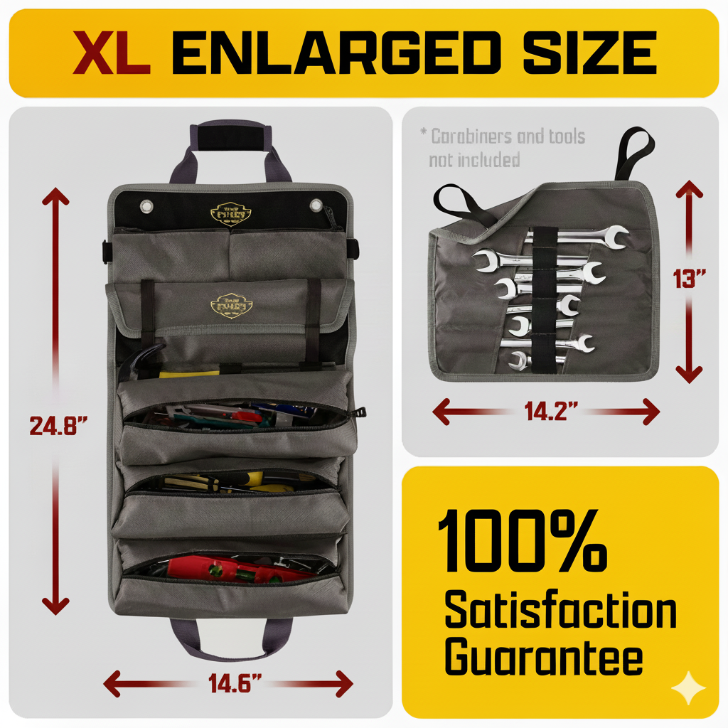 Personalized Customized-Name Black PRO Tool Roll Organizer